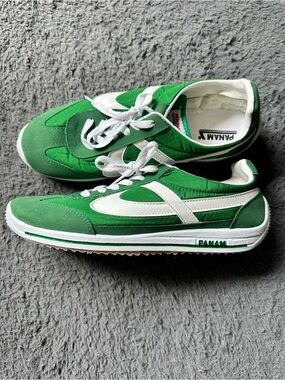 Panam 084 retro low-top sneakers green and white men’s 10/women’s 11.5